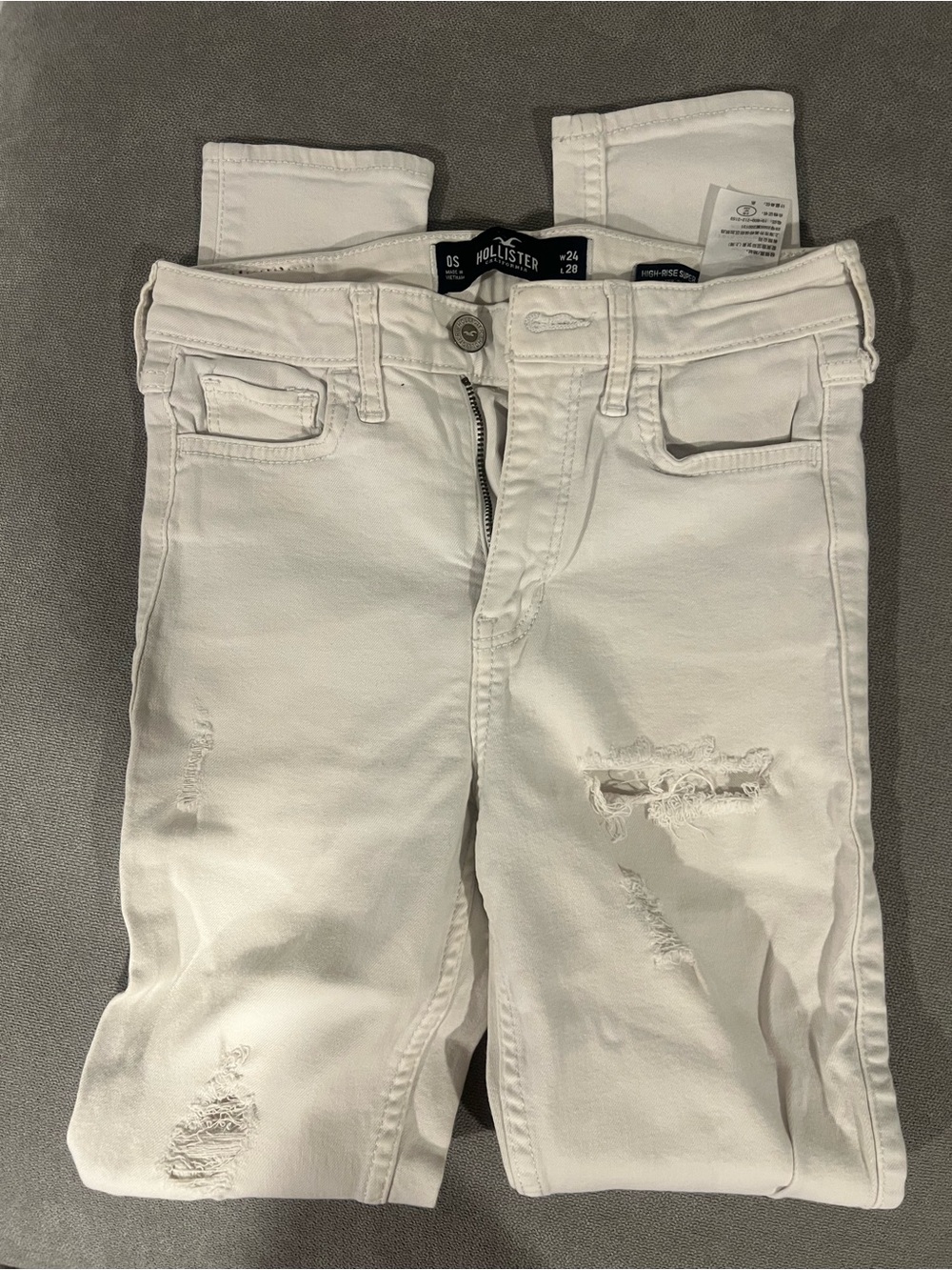 Hollister White Ripped Skinny Jeans